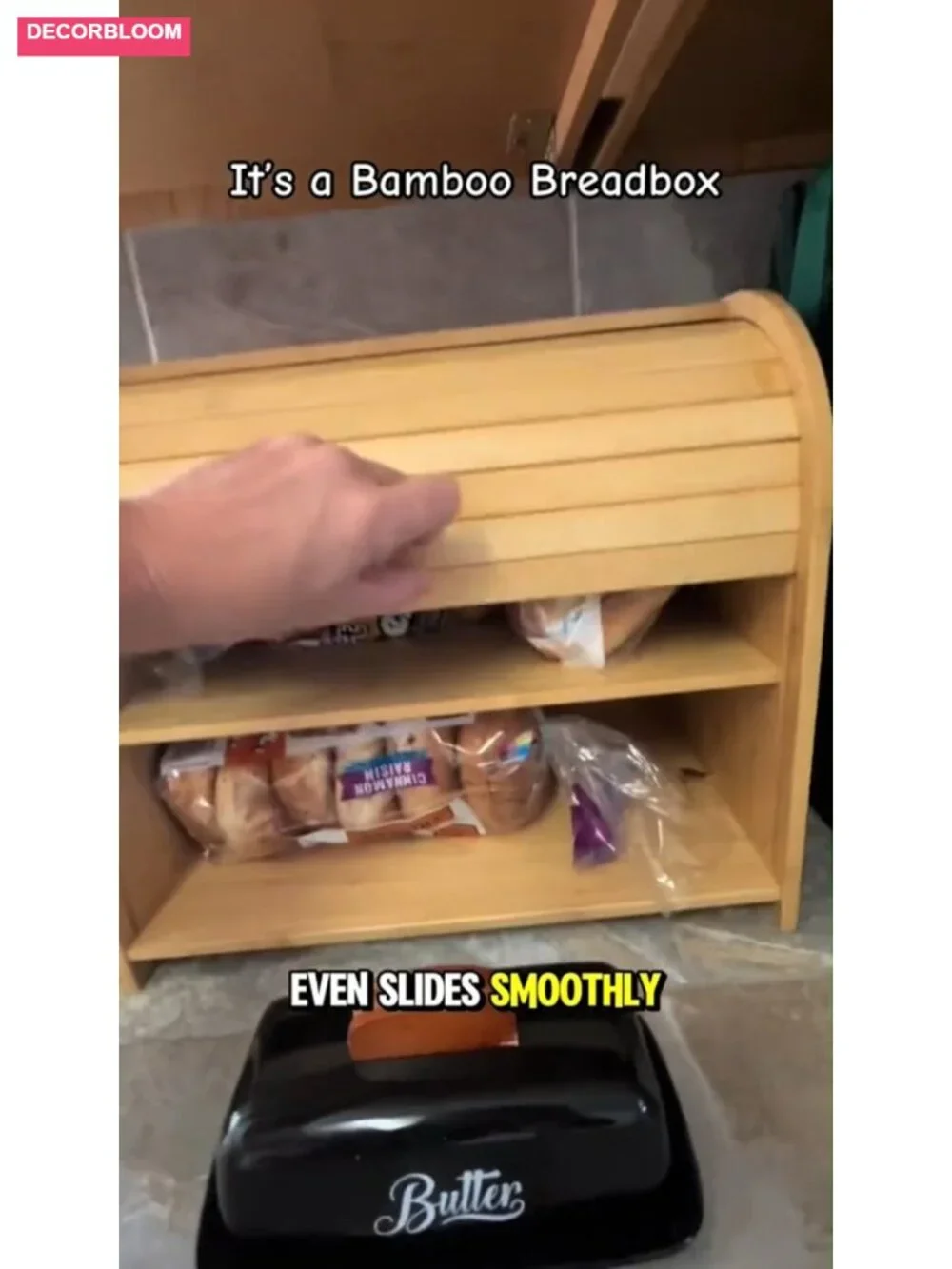 Bamboo Bread Box Roll Top Kitchen Countertop Storage 2-Tier